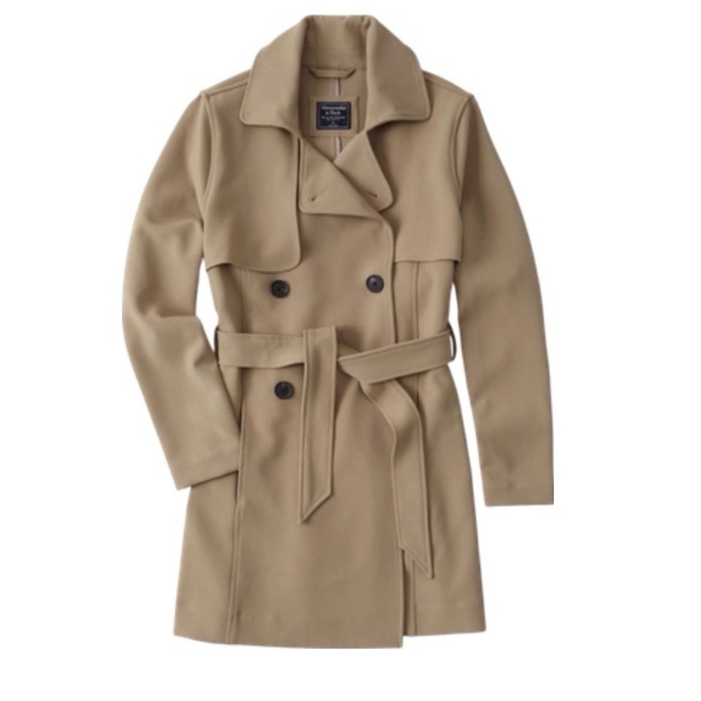 Abercrombie & Fitch Tan Drapey Trench Coat